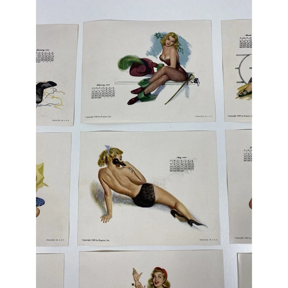 1950 Esquire Magazine Desktop Pinup Calendar Holder ~ 11 Months, Missing July